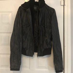 Hooded leather jacket